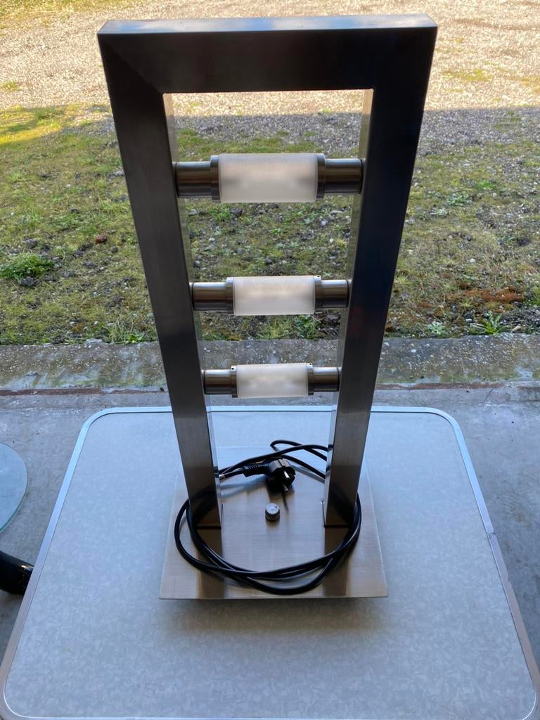 Moderne Halogeen Tafellamp - RVS met Melkglas, Ophalen, Gebruikt, Glas, 50 tot 75 cm