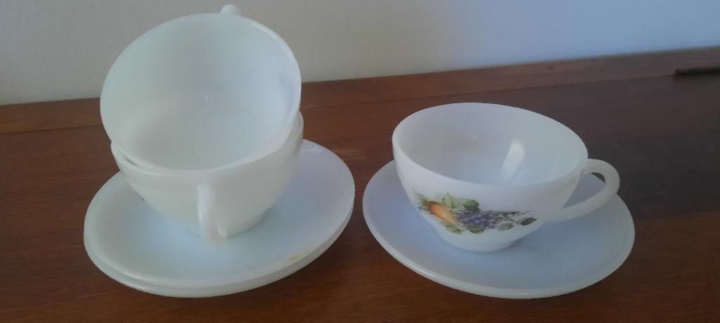 3 Arcopal glazen soepkommen met schotels, Ophalen of Verzenden