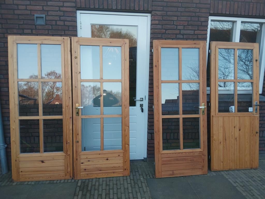 Oostenrijkse blokhut deuren, Doe-het-zelf en Verbouw, Deuren en Horren, Gebruikt, Buitendeur, 200 tot 215 cm, 120 cm of meer, Hout