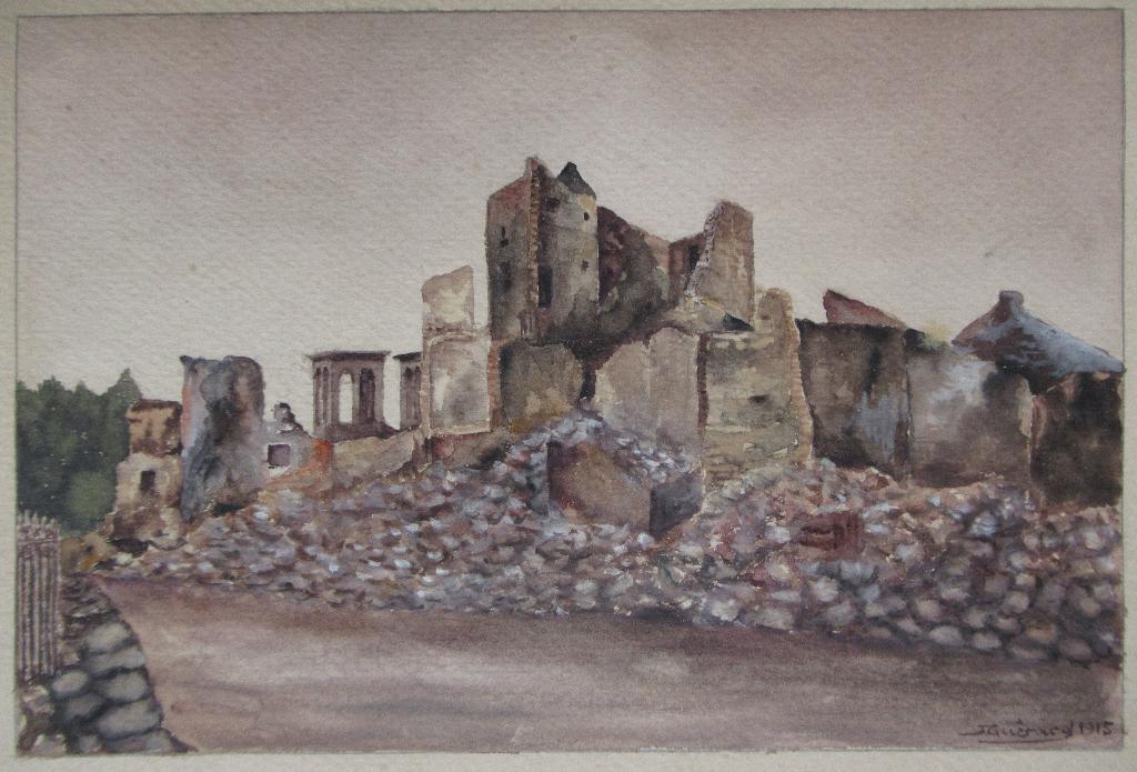 J. Guérard (1856-1924): Na de Slag bij de Marne, Parijs (2X), Antiek en Kunst, Kunst | Schilderijen | Klassiek, Ophalen of Verzenden