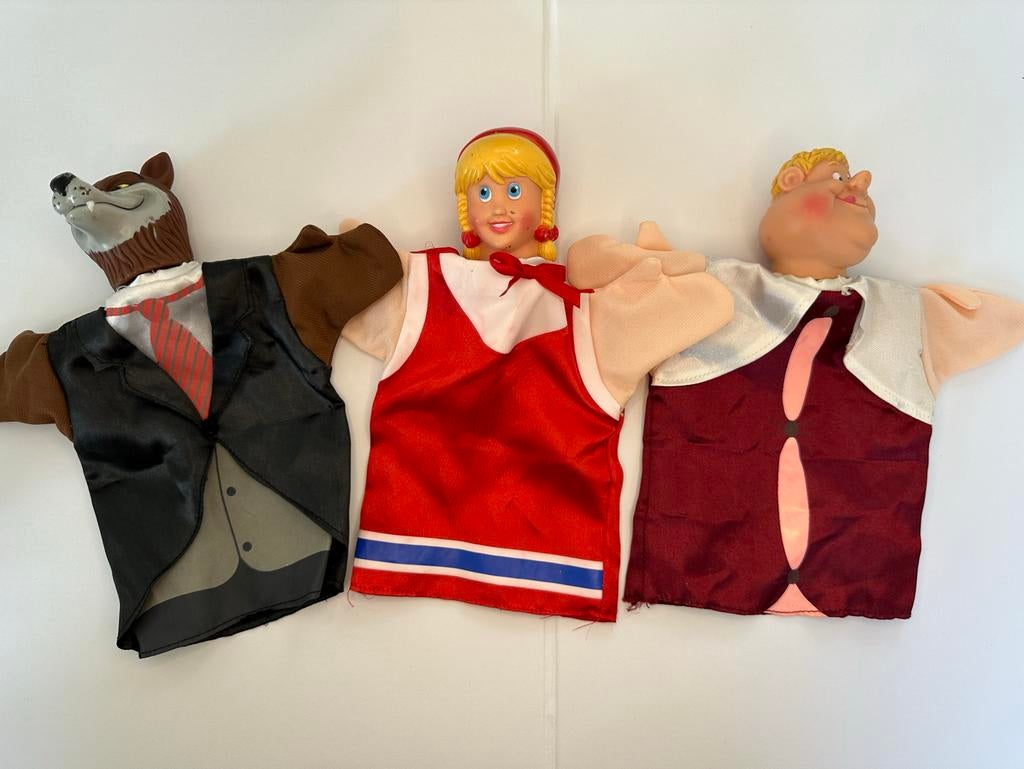 Set van 3 vintage ABN AMRO Efteling handpoppen, Verzamelen, Efteling, Verzenden, Gebruikt, Beeldje of Poppetje