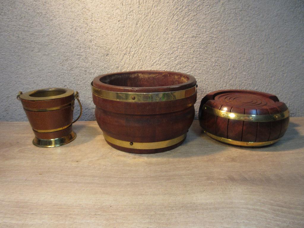 Vintage houten onderzetters potje bloempot, Ophalen of Verzenden, Overige typen