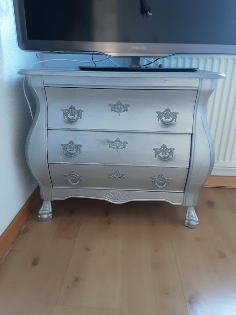Buikkastje zilver met 3 lades, Huis en Inrichting, Kasten | Ladekasten, Ophalen, Gebruikt, 50 tot 100 cm, 3 of 4 laden