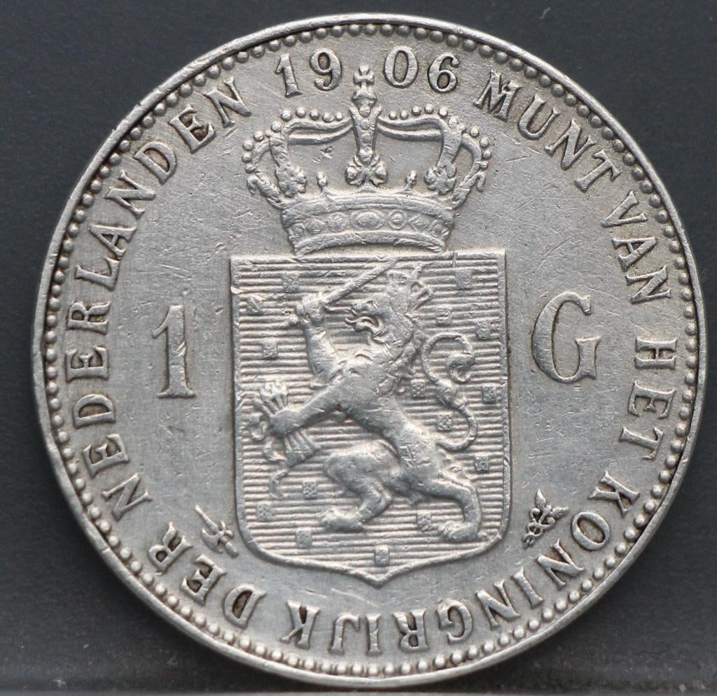 Schaarse 1 gulden 1906 Wilhelmina, Postzegels en Munten, Munten | Nederland, 1 gulden, Verzenden, Koningin Beatrix, Zilver