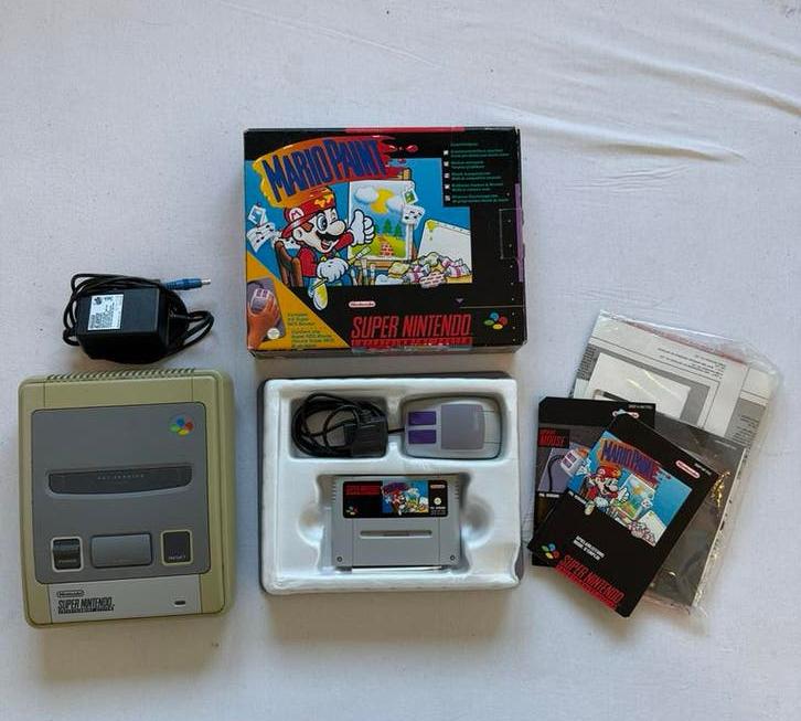Super Nintendo SNES met Mario Paint set – compleet in doos, Spelcomputers en Games, Spelcomputers | Nintendo Super NES, Zo goed als nieuw