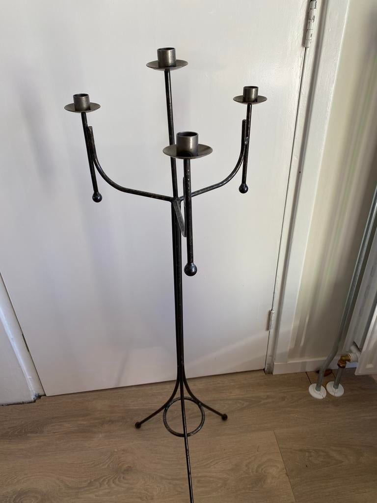 Vintage Gietijzeren Kandelaar - 1 Meter Hoog, Antiek en Kunst, Ophalen of Verzenden, Overige materialen