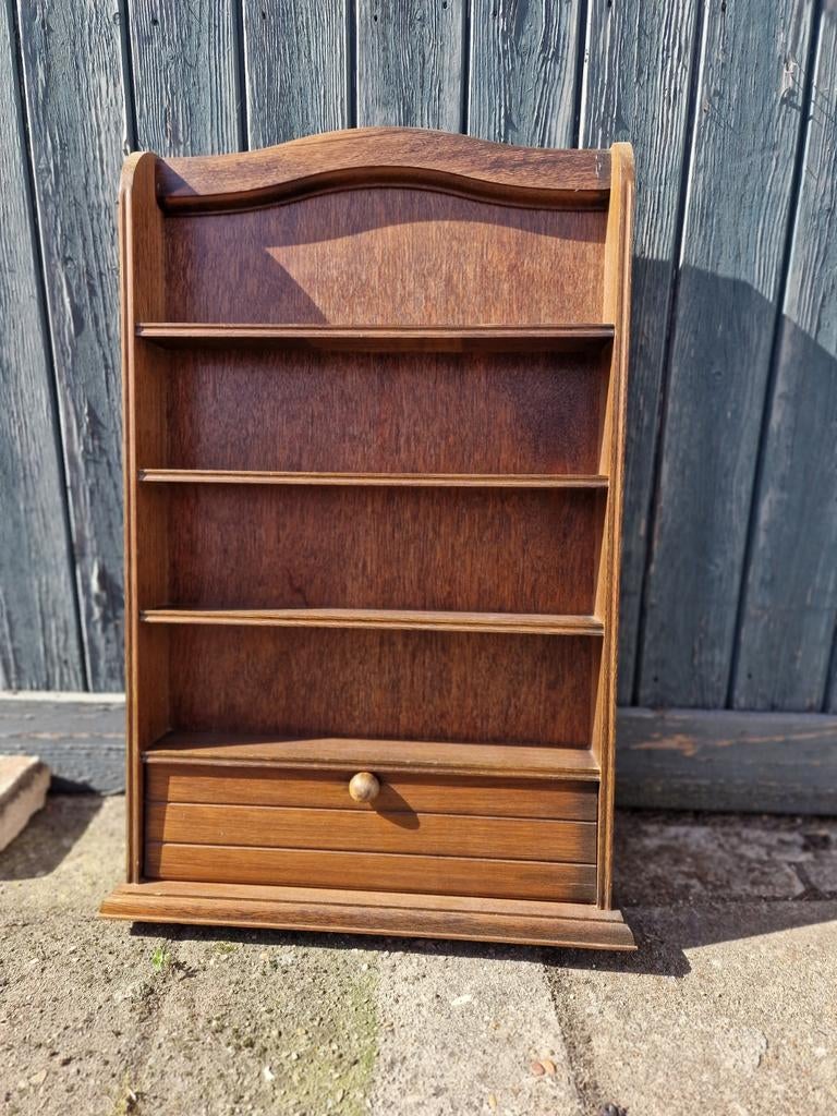 Vintage kruidenkastje van oma, eikenhout, werkt nog goed, Ophalen