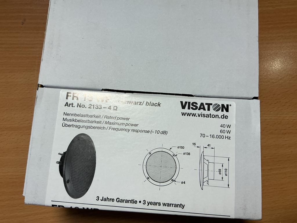 Visaton FR13WP Inbouwluidspreker - Nieuw in doos, Overige merken, Nieuw, Ophalen of Verzenden, Minder dan 60 watt