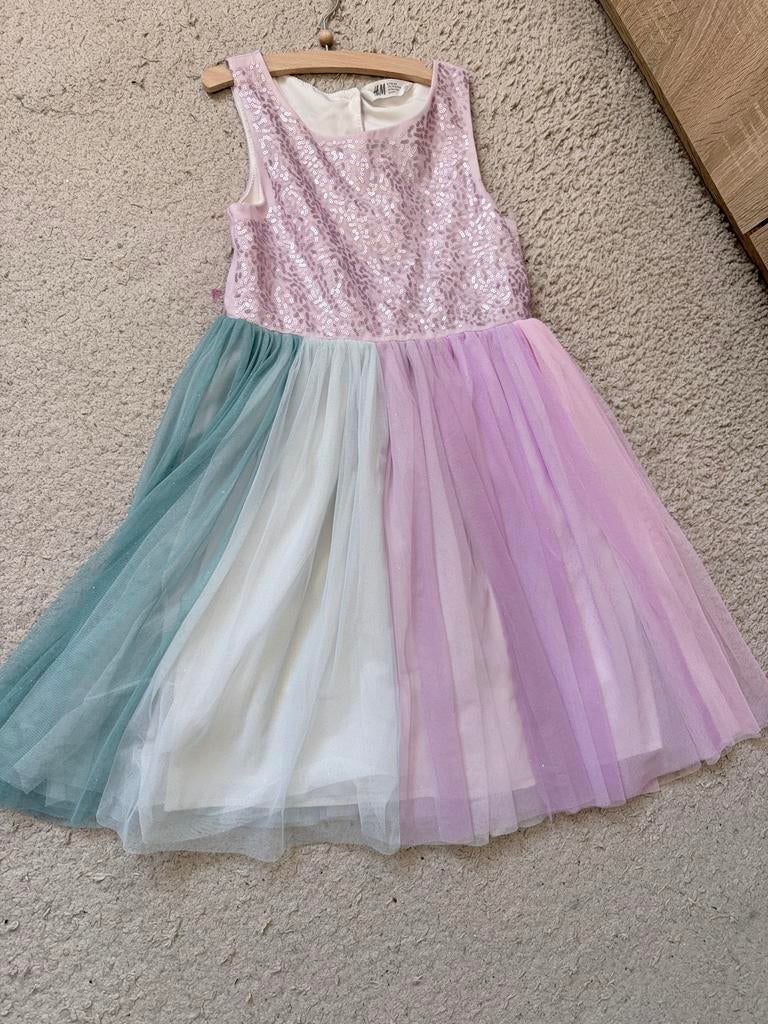 H&M Meisjesjurk met pailletten en tule, maat 134, Ophalen of Verzenden, Zo goed als nieuw