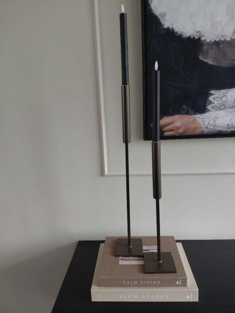 Set Stalen kandelaren  Anodic Brown  42x10 59 x10 cm, Overige kleuren, 25 tot 50 cm, Nieuw, Ophalen of Verzenden