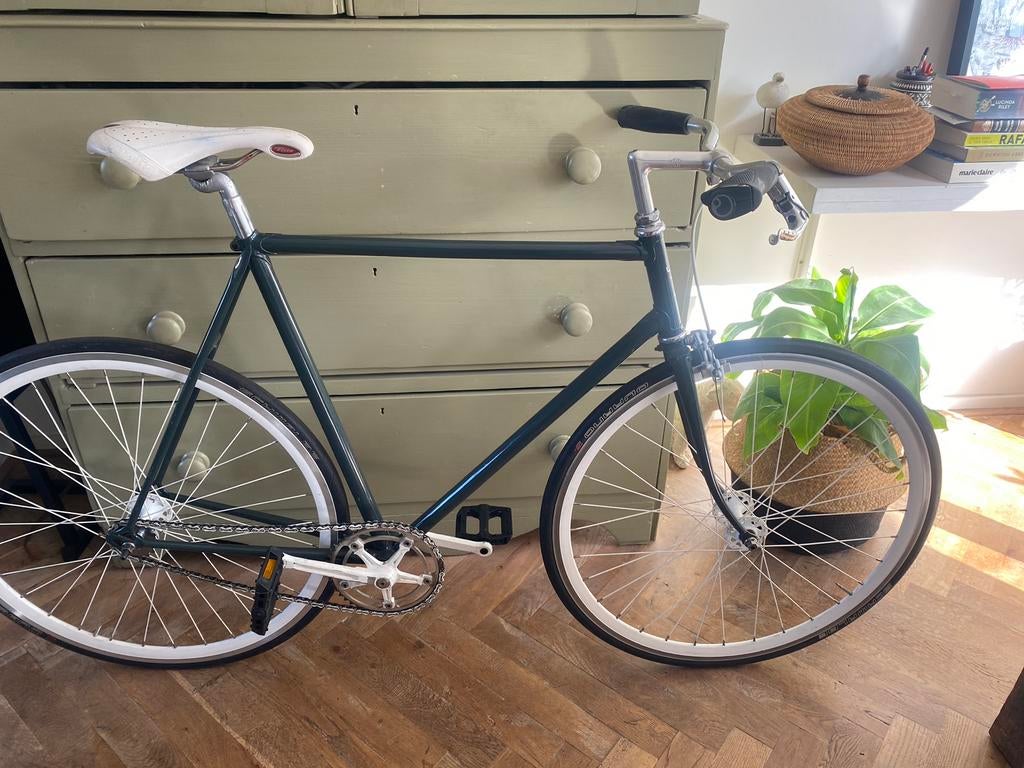 Retro fixed gear fiets., Fietsen en Brommers, Fietsen | Racefietsen, Overige merken, Minder dan 10 versnellingen, Staal, Ophalen of Verzenden