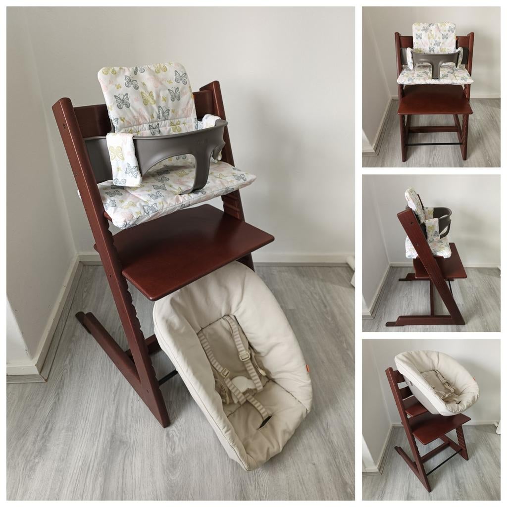 Stokke Tripp Trapp bruin met babyset, kussenset, newbornset, Kinderen en Baby's, Kinderstoelen, Ophalen of Verzenden, Zo goed als nieuw