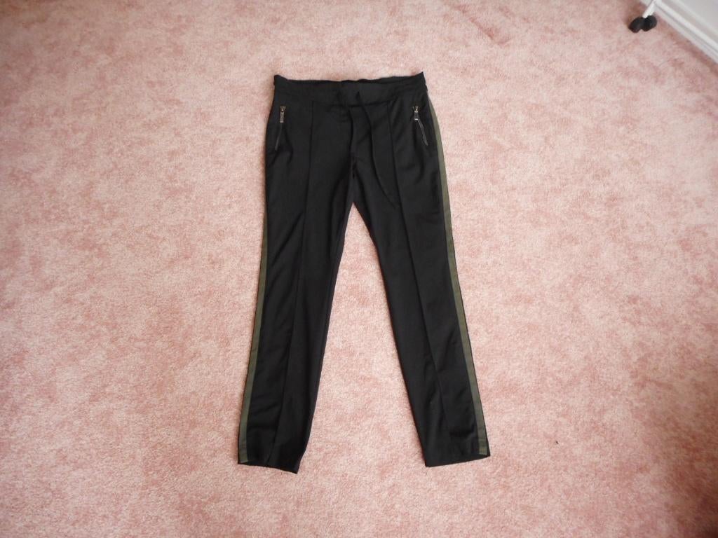 Jane Lushka zwarte travelstof broek met bies maat L, Support@janelushka.com, Zwart, Maat 42/44 (L), Ophalen of Verzenden