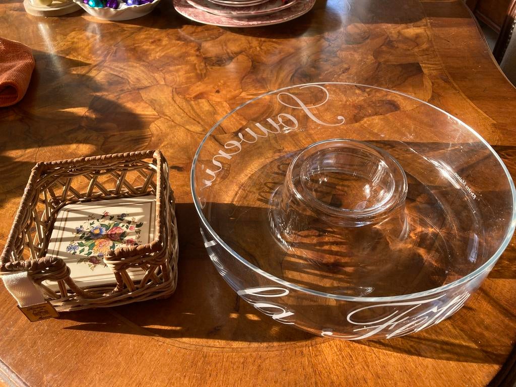 Snackschaal en rattan onderzetters mandje riviera maison, Ophalen of Verzenden, Zo goed als nieuw, Rond, Riet