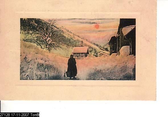 Ansichtkaart	Schilderij	Ondergaande zon, Verzenden, 1980 tot heden, Ongelopen, Overige thema's
