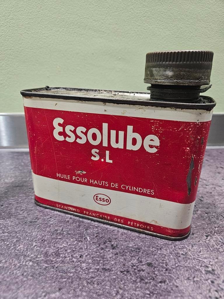 Vintage ESSO Essolube 1 liter olieblik, Ophalen of Verzenden, Gebruikt, Overige