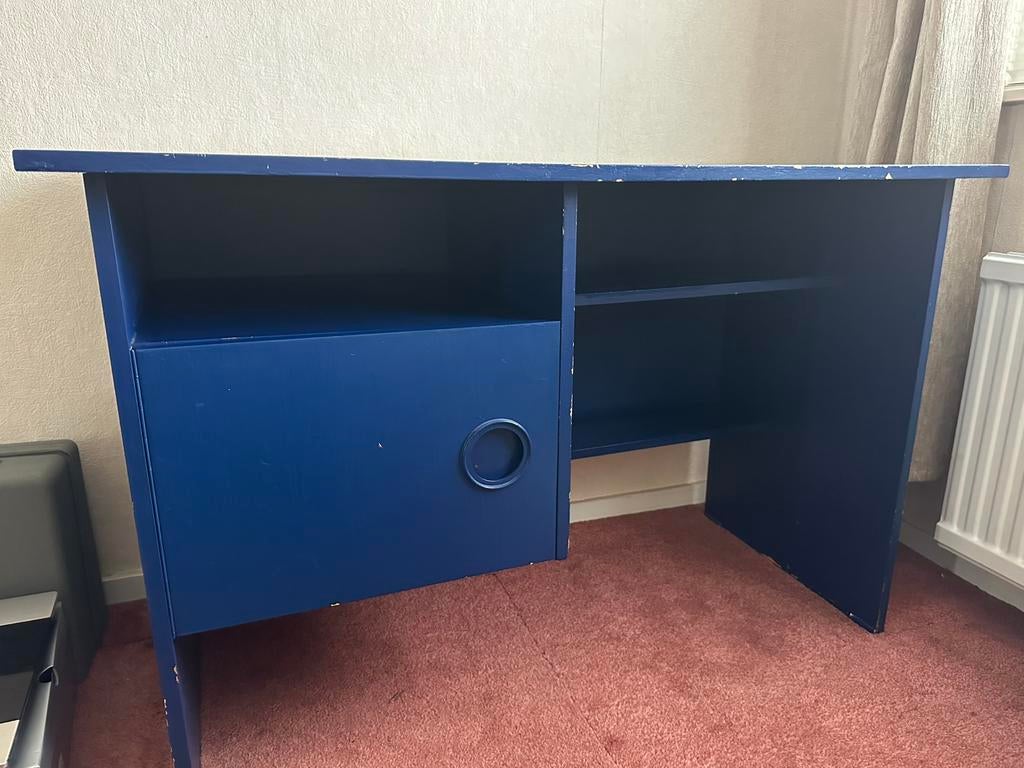 Kinder/tiener bureau jaren 70, gratis afhalen, Huis en Inrichting, Bureaus, Ophalen, Gebruikt, Overige merken, Blauw