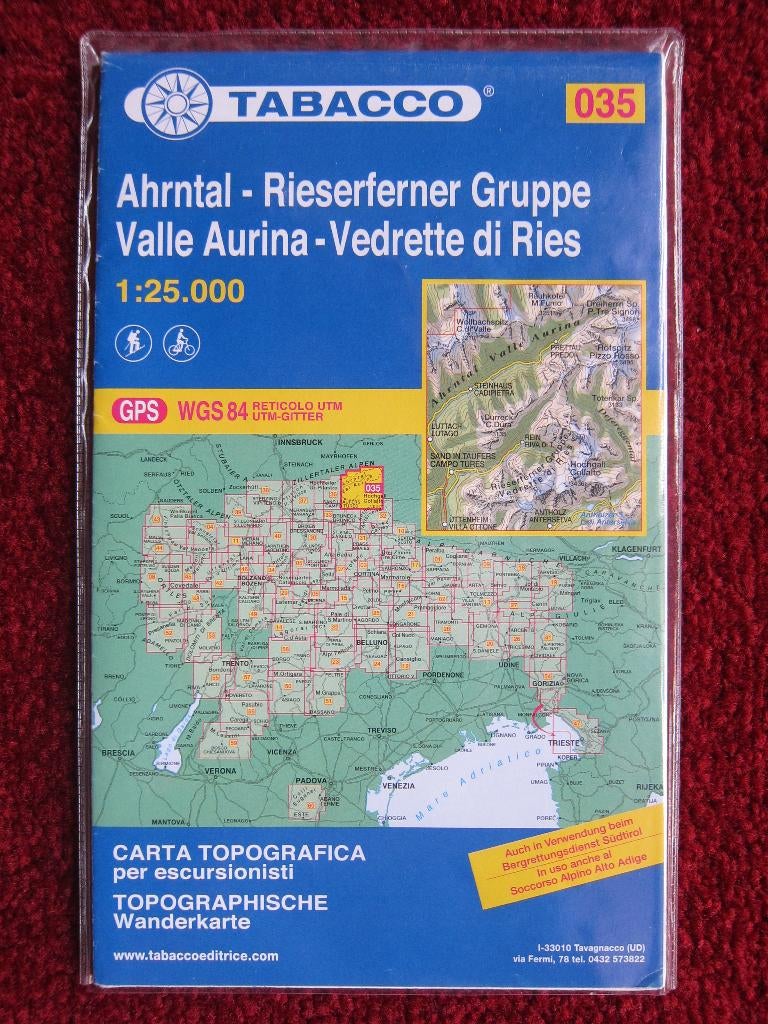 Tabacco Wanderkarte 035 Ahrntal - Rieserferner Gruppe, 2013, Boeken, Atlassen en Landkaarten, Verzenden, 2000 tot heden, Italië