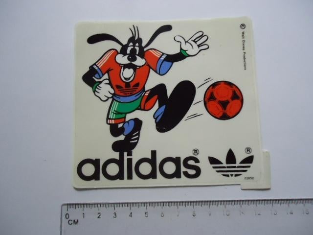 sticker oud Adidas Goofy strip Walt disney voetbal 1978, Verzenden, Zo goed als nieuw, Sport