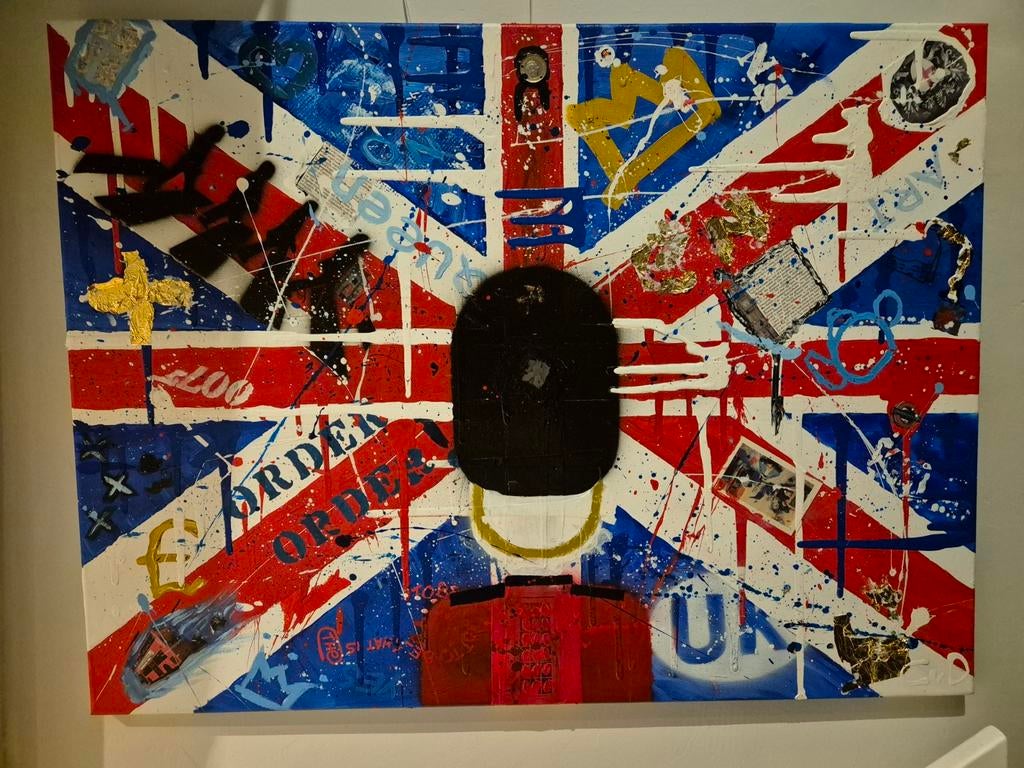 Pop / Streetart schilderij – Union Jack – Carsten van Dijk, Antiek en Kunst, Kunst | Schilderijen | Modern, Ophalen of Verzenden