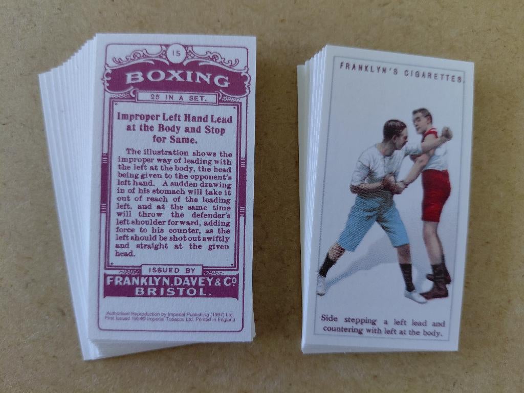 Boxing complete set 25 cigarette cards boksen 1924 REPRO, Verzamelen, Ophalen, Zo goed als nieuw, Overige sporten, Poster, Plaatje of Sticker