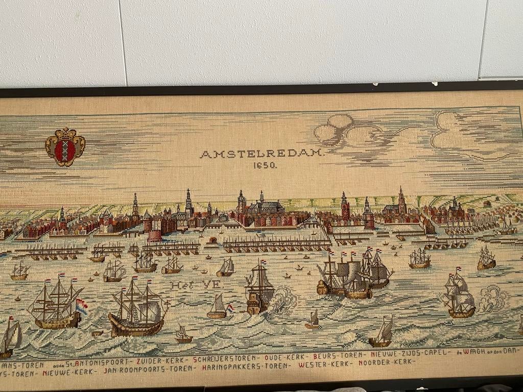 Borduurwerk 'Amstelredam 1650' - Historisch Stadsgezicht, Ophalen