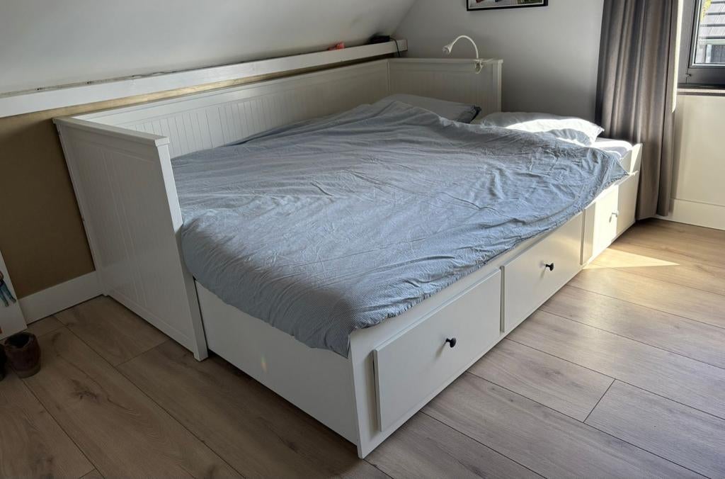 Bedbank 80x200 cm, Ophalen, Verstelbaar, Wit, Hout