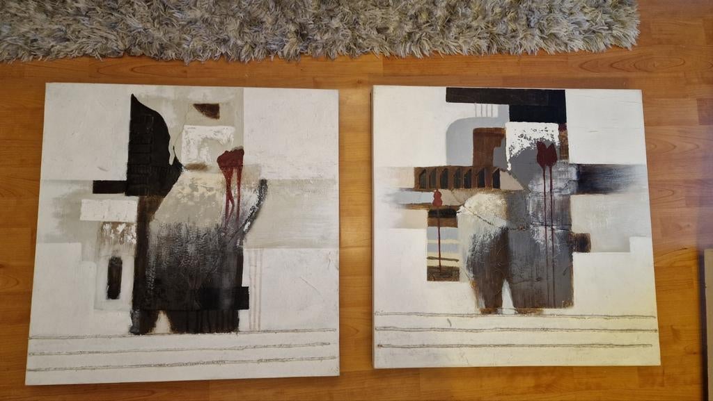 Mooi abstract tweeluik Cobra Art Company, Huis en Inrichting, Ophalen, 50 tot 75 cm, Zo goed als nieuw, 50 tot 75 cm