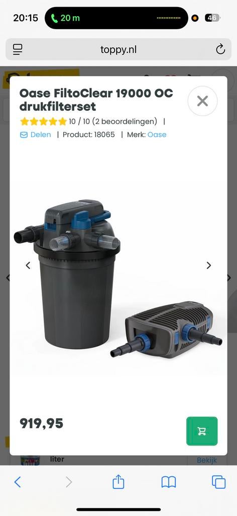 Oase FiltoClear 19000 Drukfilterset - nieuw in doos, Ophalen of Verzenden, Nieuw, Vijverfilter