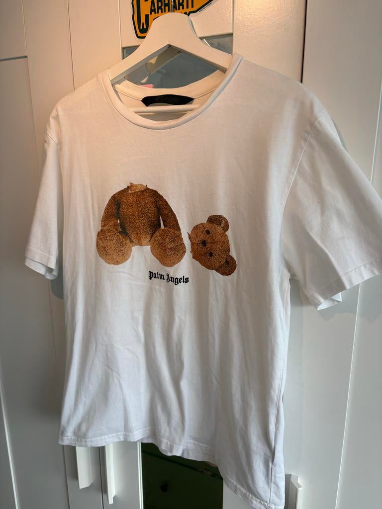 Palm Angels wit T-shirt met beer print, Ophalen of Verzenden, Zo goed als nieuw, Maat 48/50 (M), Wit