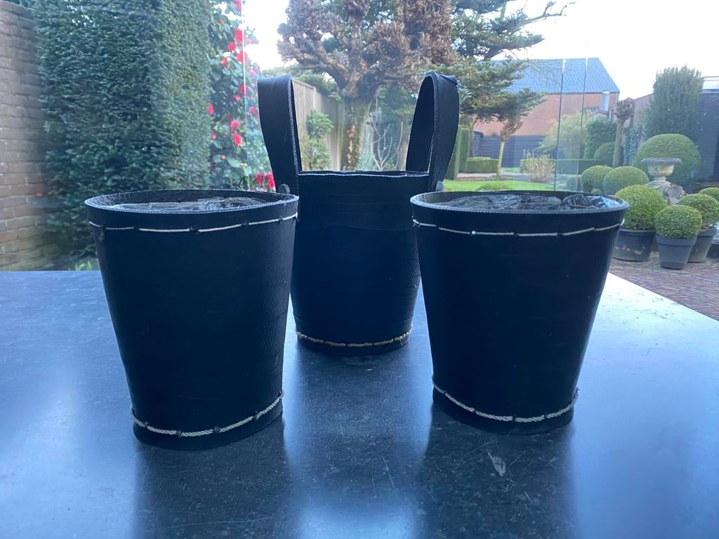 3 mandjes gemaakt van autobanden, Kunststof, Rond, Ophalen of Verzenden, Zo goed als nieuw