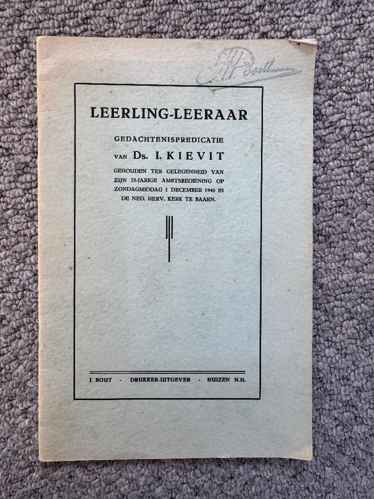 Ds. I. Kievit - Leerling-leeraar, Ophalen of Verzenden, Zo goed als nieuw, Christendom | Protestants