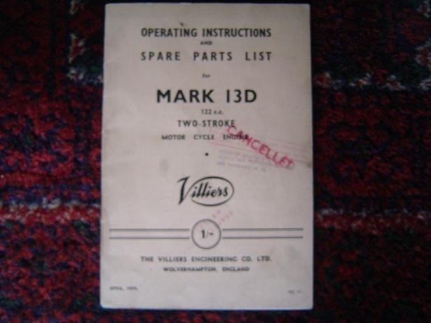 Villiers Mark 13D 1954 122 cc two stroke motorcycle engine, Motoren, Ophalen of Verzenden, Overige merken