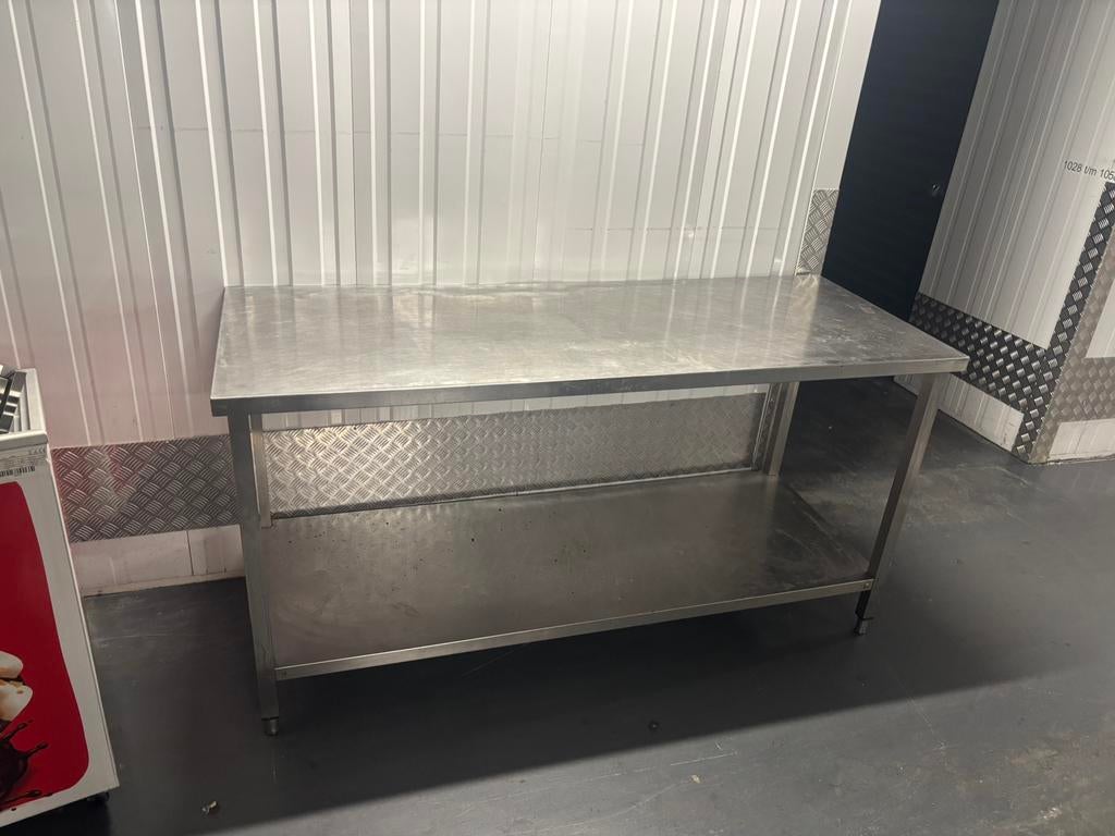 RVS Werktafel dubbelblad 200 x 70, Ophalen of Verzenden, Zo goed als nieuw, Rvs