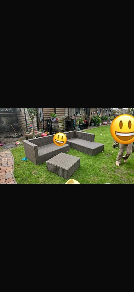 Loungeset, Ophalen, 4 zitplaatsen, Kunststof, Gebruikt