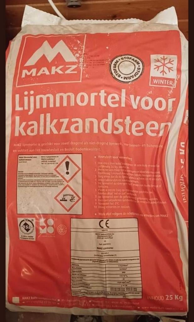 Lijmmortel voor kalkzandsteen, 11 zakken, Ophalen