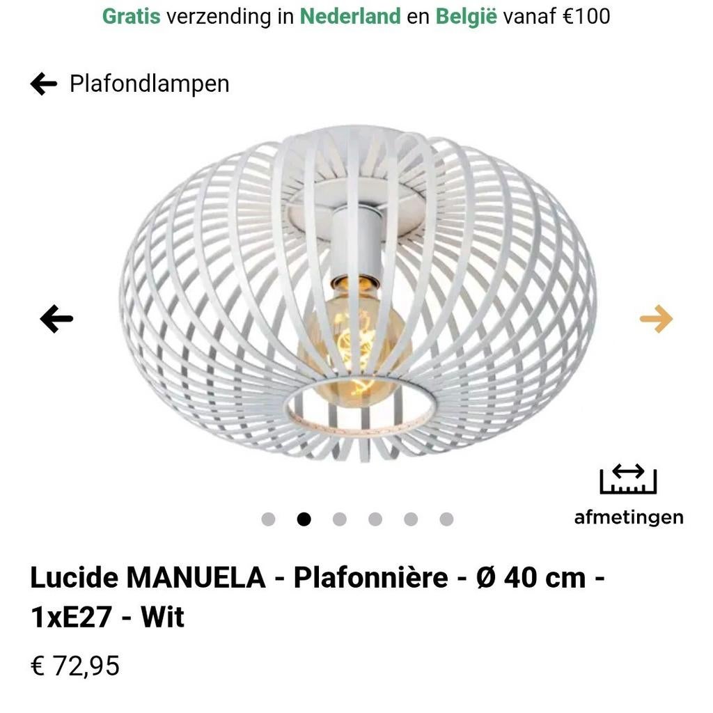 Lucide Manuela Plafondlamp Wit 40cm - Moderne Plafonnière, Ophalen of Verzenden, Zo goed als nieuw, Metaal, Modern, Design
