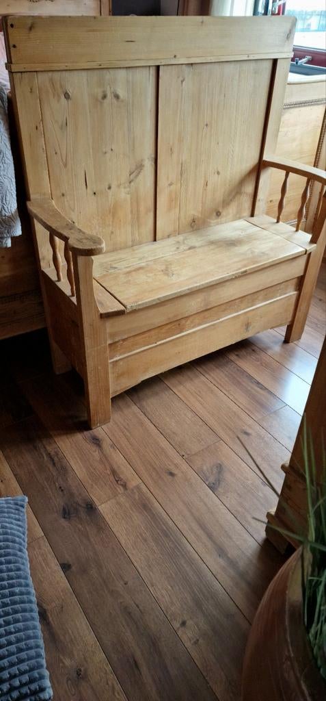 Vintage oud grenen klepbank, Ophalen
