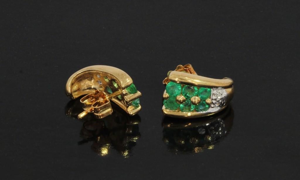 Diamanten smaragd 14k gouden fraai set dames oorbellen luxe