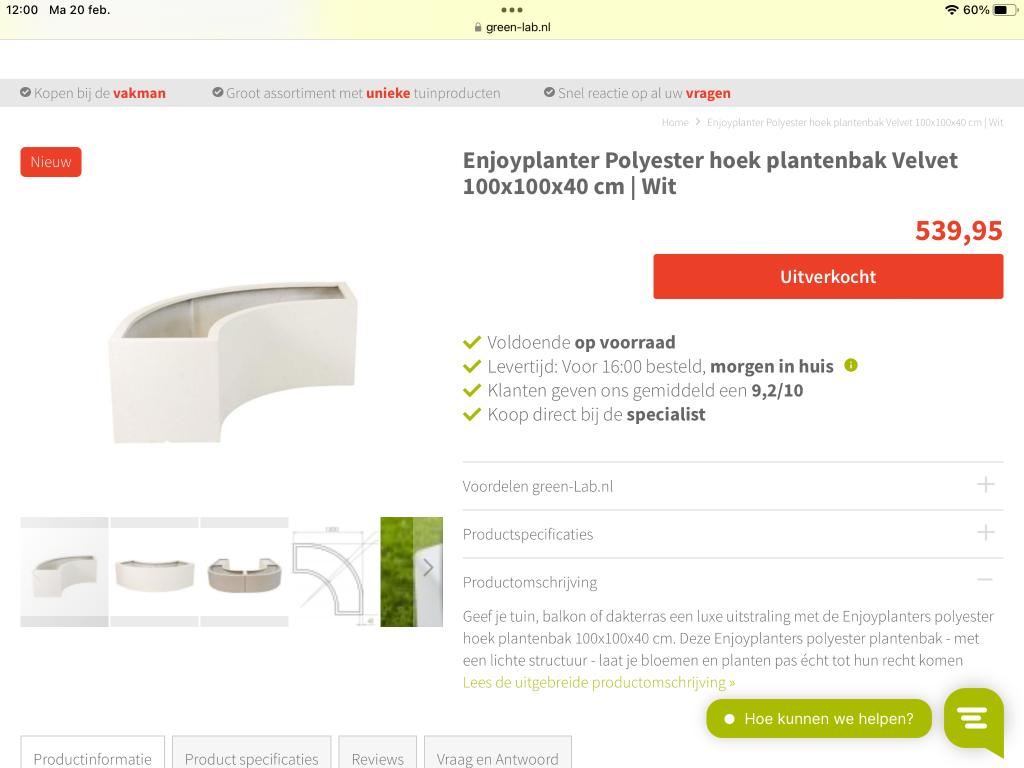 Kwart ronde Polyester Planten bak, Ophalen, Kunststof, 100 cm of meer, Rond