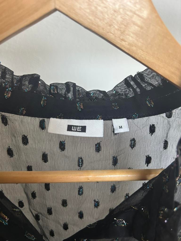 19- WE Fashion feestelijk jurkje met kant, Maat 38/40 (M), -, Zwart, -