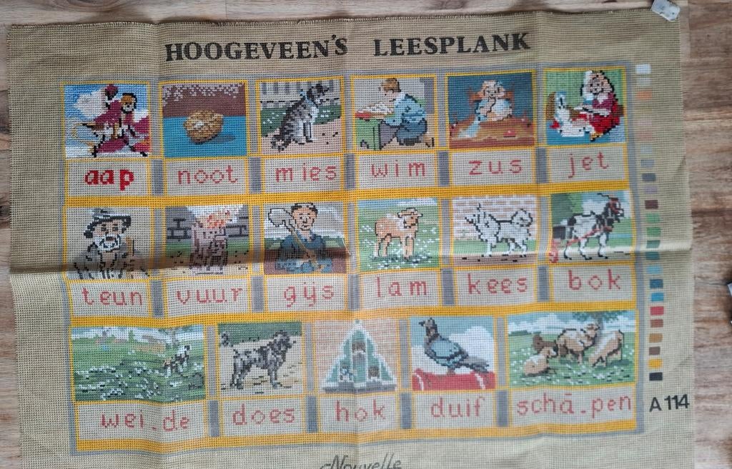 Borduurstramien Leesplank Aap Noot Mies, Hobby en Vrije tijd, Borduren en Borduurmachines, Ophalen of Verzenden