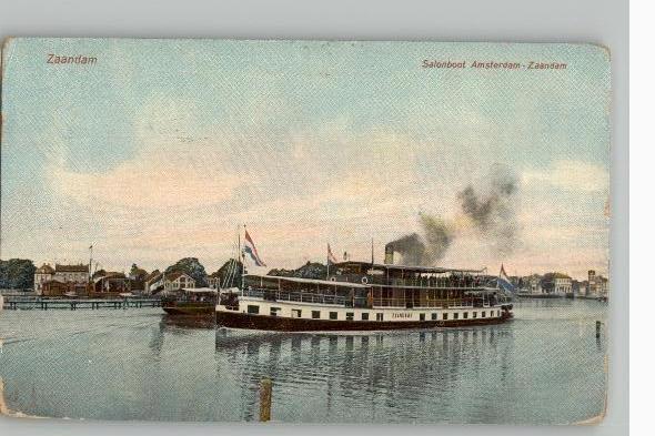 Zaandam Salonboot Amsterdam/Zaandam zie adreszijde, Verzenden, Voor 1920, Gelopen, Noord-Holland