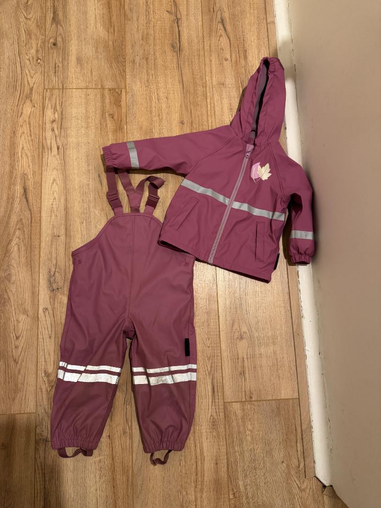 Regenpak lupilu 86-92 gevoerd  regenbroek, Ophalen of Verzenden, Zo goed als nieuw, Meisje, Setje