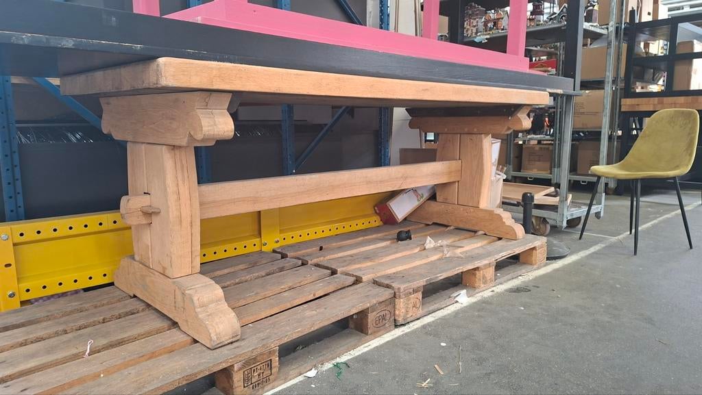 Houten eettafel, Huis en Inrichting, Tafels | Eettafels, Ophalen, Gebruikt, Rechthoekig, 50 tot 100 cm