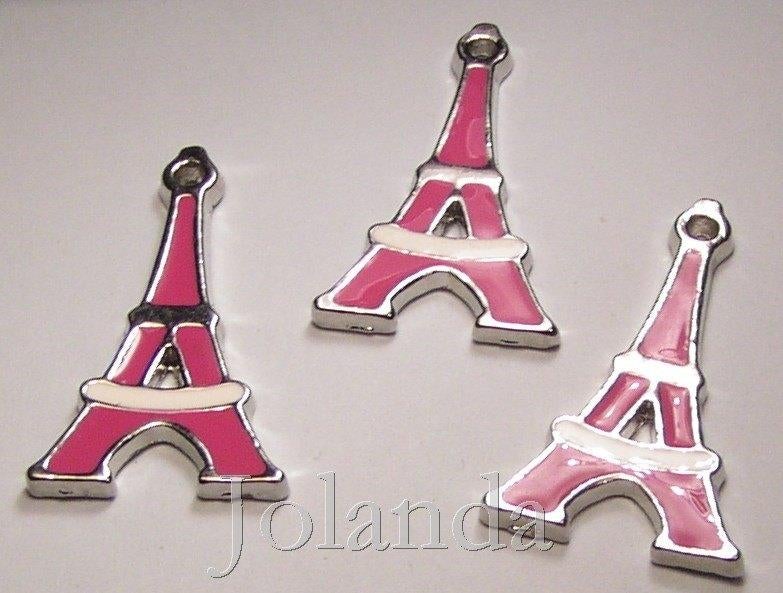 0760 Zilver Kleurige Metalen Roze Eiffeltoren Bedels, Overige merken, Overige materialen, Nieuw, Ophalen of Verzenden