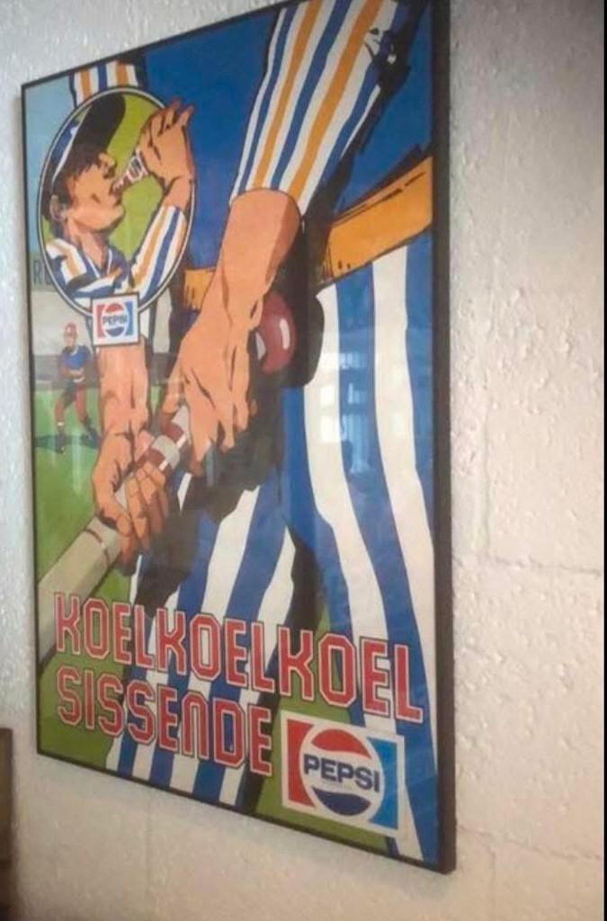 VINTAGE RECLAME POSTER VAN PEPSI INGELIJST, Ophalen, Gebruikt, A1 t/m A3