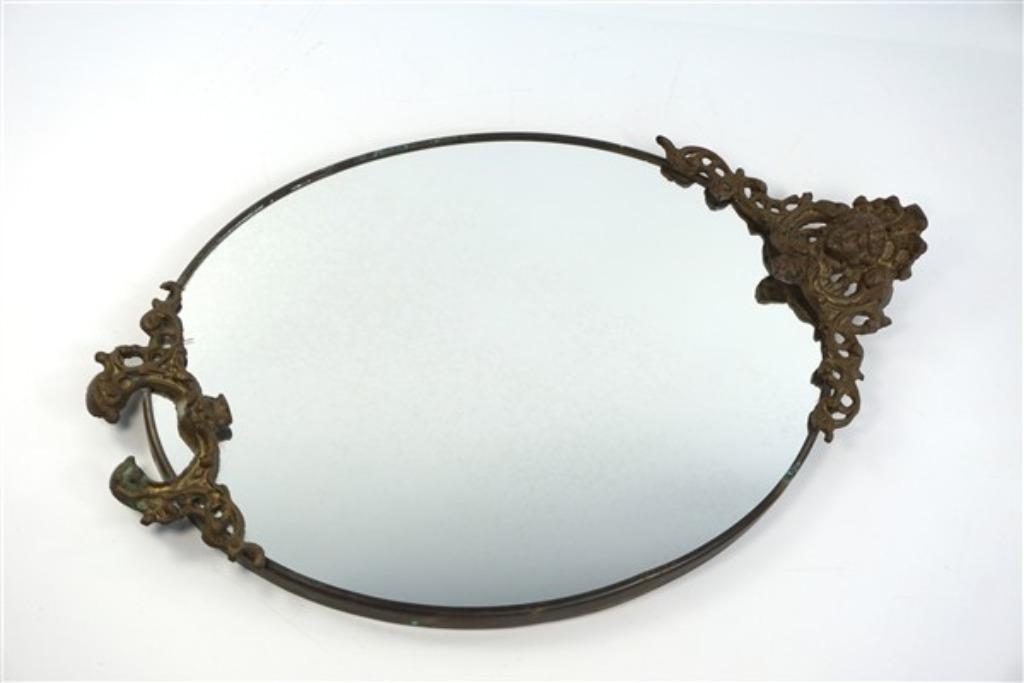 Vintage spiegel koper-messing kuif, Minder dan 50 cm, Ophalen of Verzenden, Zo goed als nieuw, Nvt