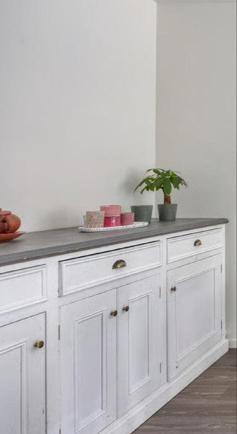 witte dressoirkast met lades en deuren, Ophalen, Gebruikt, 200 cm of meer, Met lade(s)