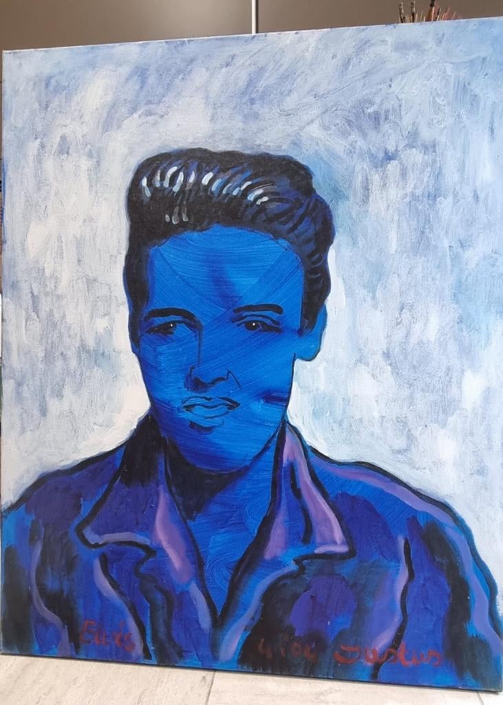 Elvis Presley , acryl op doek., Ophalen of Verzenden